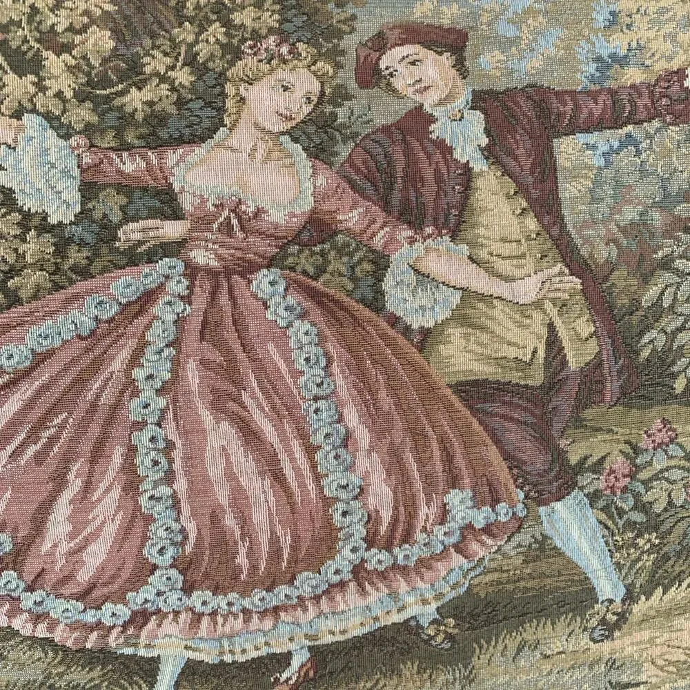 VTG French Danza Tapestry Zippered Pillow 18th Century Dancing Romeo & Juliet